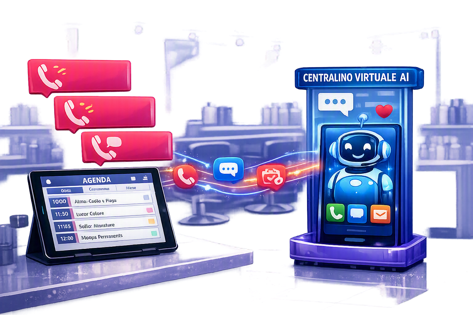 agenda agilehair connessa al centralino IA digalook